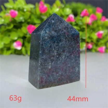 天然水晶 レッドグリーンサファイア 四角柱タワー 鉱物標本 スピリチュアル 瞑想 魔術 ギフトストーン  並行輸入品