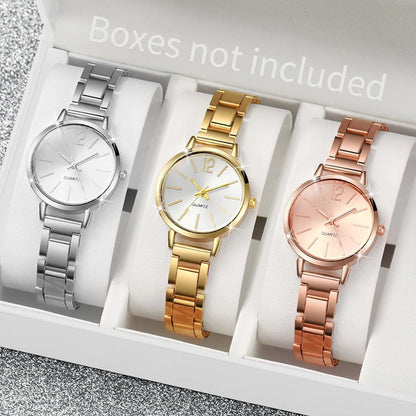 Set of 1-3 Stylish Women's Watches with Stainless Steel Bands, Analog Quartz Watches (No Box), Color: Parallel Import