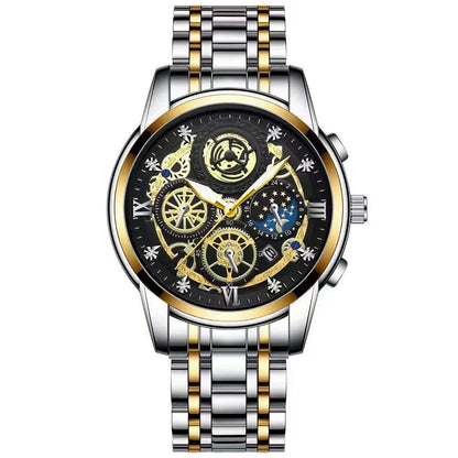 BINBOND B4010 Fashion Casual Quartz Men's Watch with Stainless Steel Strap, Luxury Dial, Luminous Display, 30M Water Resistance, Parallel Import