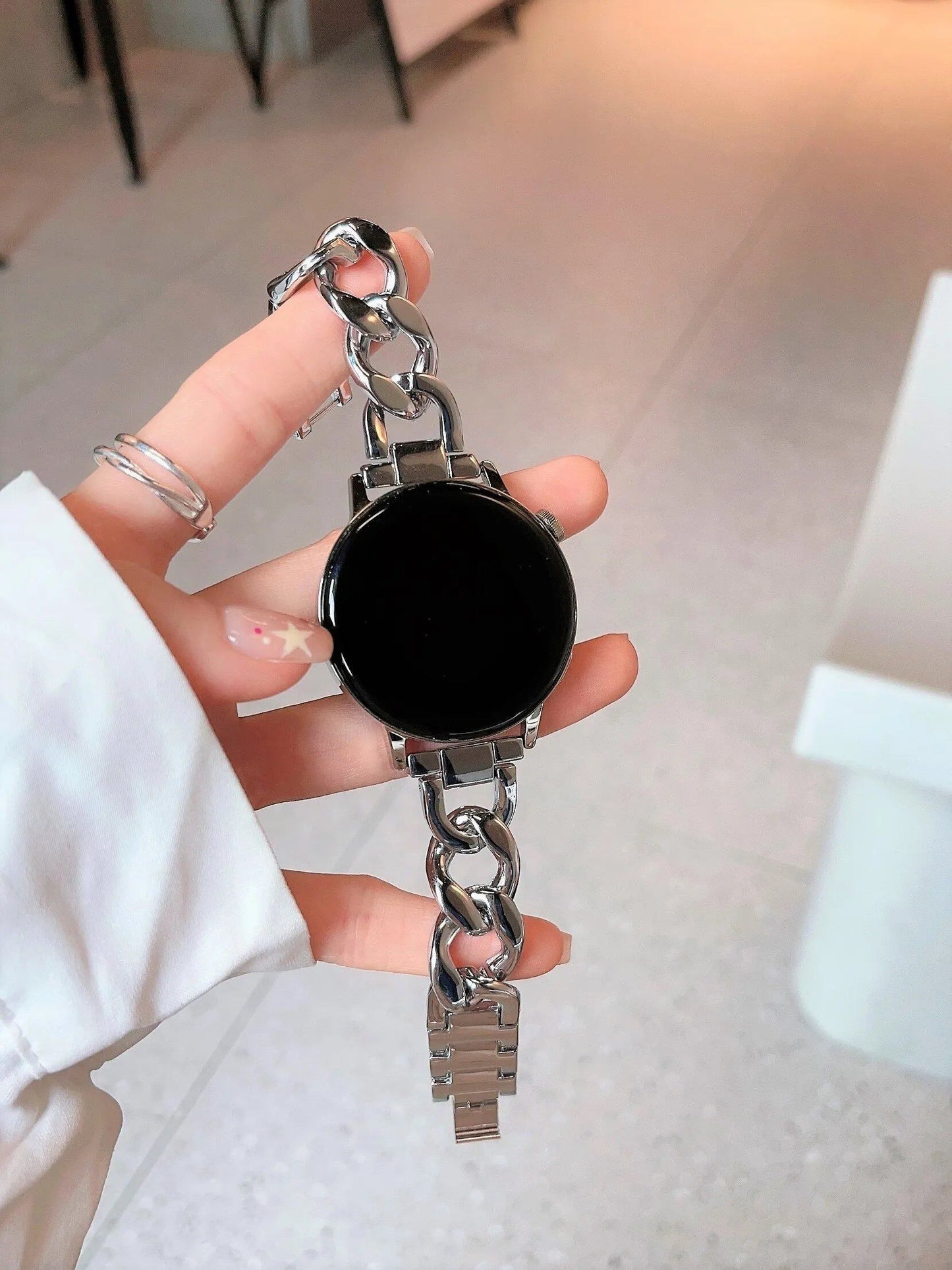 20mm Metal Chain Bracelet for Samsung Galaxy Watch 7/6/5/4/3 (40mm/44mm/Classic 42mm/46mm/43-47mm), Huawei GT3/GT4, and Amazfit GTS. Band Color: mm; Ships from: Parallel Import