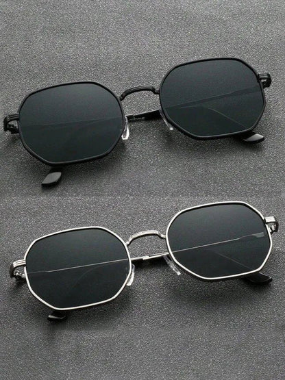 1/2-Piece Unisex Geometric Metal Frame Eyeglasses, Stylish Design for Outdoor Activities, Travel, Driving, and Everyday Life. Lens Color: FPM9829 - Parallel Import