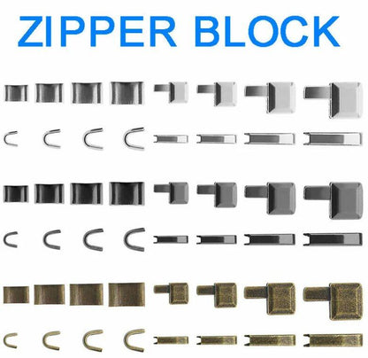 10/24 Pack of 123 Metal Zipper Head Sliders, Stoppers, Insert Pins, Zipper Top End Repair Kit for Coats, Jackets, and Clothing, Colors Available, Parallel Import