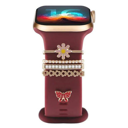 Diamond Jewelry-Embossed Band for Apple Watch Ultra 2, 9, 8, and 7, Compatible with Samsung and Huawei, 20/22mm Bracelet Strap, Band Color: ; Ships from: Parallel Import