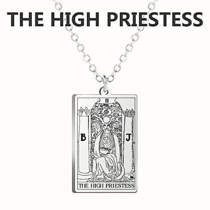 Stainless Steel Classic Tarot Card Pendant Necklace, Major Arcana, Gypsy Tarot, Divination Necklace, Jewelry, Mother's Day Gift, Parallel Import