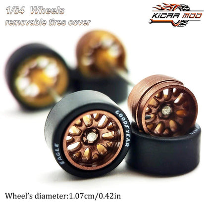 1/64 Scale Diecast Model Car BBS LM-R Re-Fighting Parts Wheel Set with Rubber Tires (D:11mm) - Compatible with Hot Wheels, Matchbox, and Tomica - Parallel Import