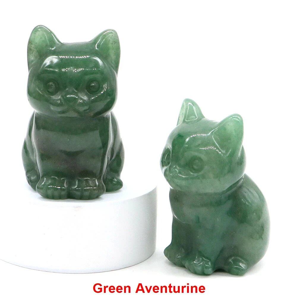 1.8-inch Natural Stone Cat Figurine, Handmade Animal Sculpture, Healing Crystal Amethyst, Craft, Chakra Meditation, Home Decor, Gift, Size: 1 Piece; Parallel Import