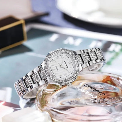 Women's Fashion Watch with Stainless Steel Strap, Waterproof, Luxurious Diamond and Arabic Numerals, Digital Dial, Quartz Watch, Parallel Import