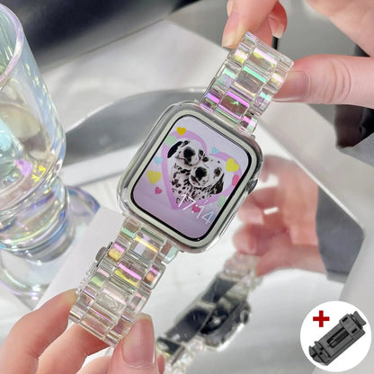 Rainbow Resin Transparent Band for Apple Watch Ultra 2 (49mm, 10, 46mm, 7, 8, 9, 41, 45mm, 38, 40, 42, 44mm) - iWatch SE, 6, 5 Strap. Band Color: ; Ships from: Parallel Import