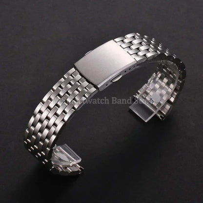 18mm, 20mm, 22mm Stainless Steel Watch Band Replacement for Men and Women, Sports Wristband, Heavy-Duty Folding Buckle, Bracelet Accessory, Band Color: Silver, Parallel Import