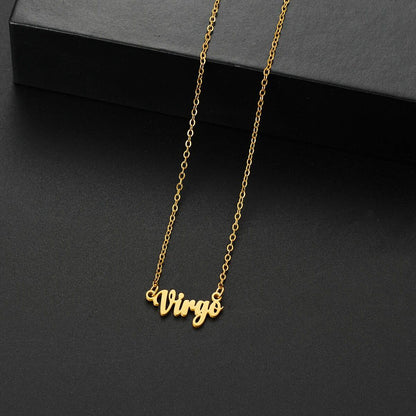 Silver-colored stainless steel star and constellation chain necklace for women, constellation pendant, birthday gift, 45cm long; metal color, parallel import