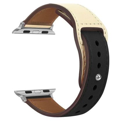 Leather Band for Apple Watch - Ultra 49mm/46mm, 44mm/40mm, 38mm/42mm, Sport Bracelet for iWatch Series 10/9/8/7/SE/6/5/3, 41mm/45mm Models, Band Color: Parallel Import