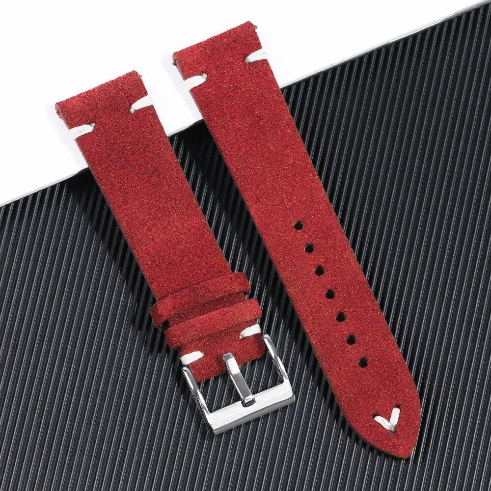 Soft Suede Watch Band, 18mm, 20mm, 22mm Leather Strap, Brown, Blue, Red, Khaki, Replacement Strap, Quick Release, Men's and Women's Bracelet, Band Color: mm, Parallel Import