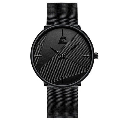Fashionable Men's Minimalist Watch, Simple Business Style, Ultra-Thin, Stainless Steel Mesh Strap, Quartz Movement, Relogio Masculino, Color: Parallel Import