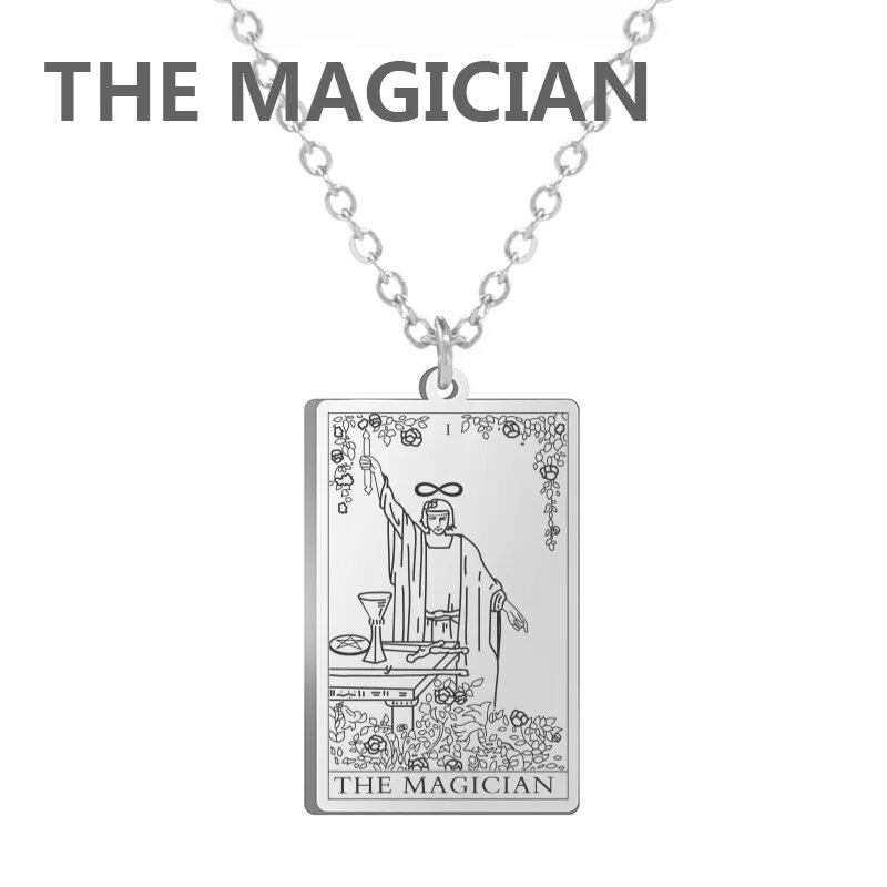 Stainless Steel Classic Tarot Card Pendant Necklace, Major Arcana, Gypsy Tarot, Divination Necklace, Jewelry, Mother's Day Gift, Parallel Import