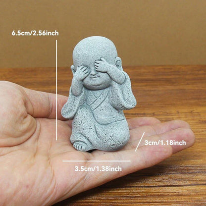 石仏像 小さな僧侶 チベット仏教フィギュア 禅ガーデン ヨガオーナメント 瞑想 ホームアクアリウム装飾  並行輸入品
