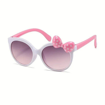 Cute Character Bowtie Sunglasses for Kids and Girls, Sun Protection for Outdoor Sports and Climbing, Parallel Import