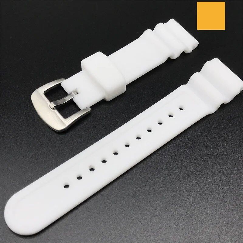 22mm Rubber Sports Men's Watch Strap for Seiko 5 PROSPEX Water Ghost Can-Shaped Red Tooth Diving 007 Abalone Silicone Watch Band. Band Color: 22mm; Band Width: Parallel Import.