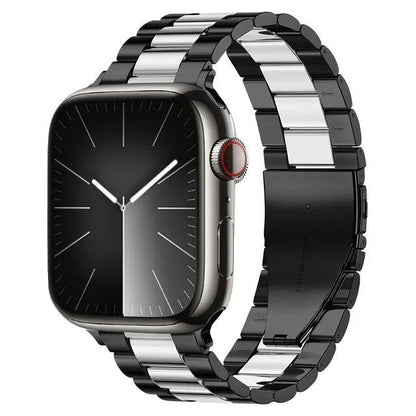 Stainless steel metal band compatible with Apple Watch 10, 9, 8, 7, 46mm, 45mm, 41mm, Ultra2, 49mm, men's and women's replacement strap, iWatch 6 strap, band color: parallel import