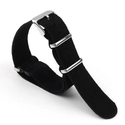 Vintage-inspired soft suede and genuine leather watch band for Seiko, Omega, and Samsung Galaxy Watch 4/5/6/7, 20mm and 22mm sizes. Men's bracelet. Band color: mm. Parallel import.