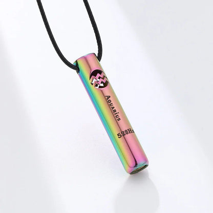 Stainless Steel Meditation &amp; Mindfulness Bracelet Pendant with 12 Zodiac Signs, Stress Relief, Anxiety Relief, and Whistle, Sports Necklace, Metal Color: Black, Parallel Import