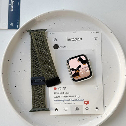 Nylon magnetic band for Apple Watch (fits 45mm, 41mm, 44mm, and 40mm), soft bracelet for Series 10, 46mm, and 42mm | iWatch Ultra 49mm and Series 9, 8, 7, 6, 5, and 4 straps. Band color: Parallel import.