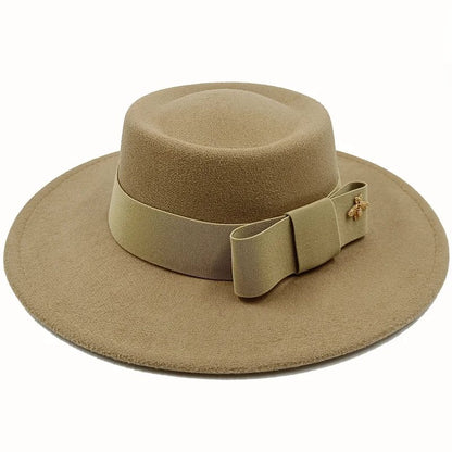 Winter Bowtie Fedora Hat with Textured Surface, Flat Top, and Elastic Band. Red. Men's and Women's Jazz Hat. Sizes: 56-58cm. Ships from: Parallel Import.