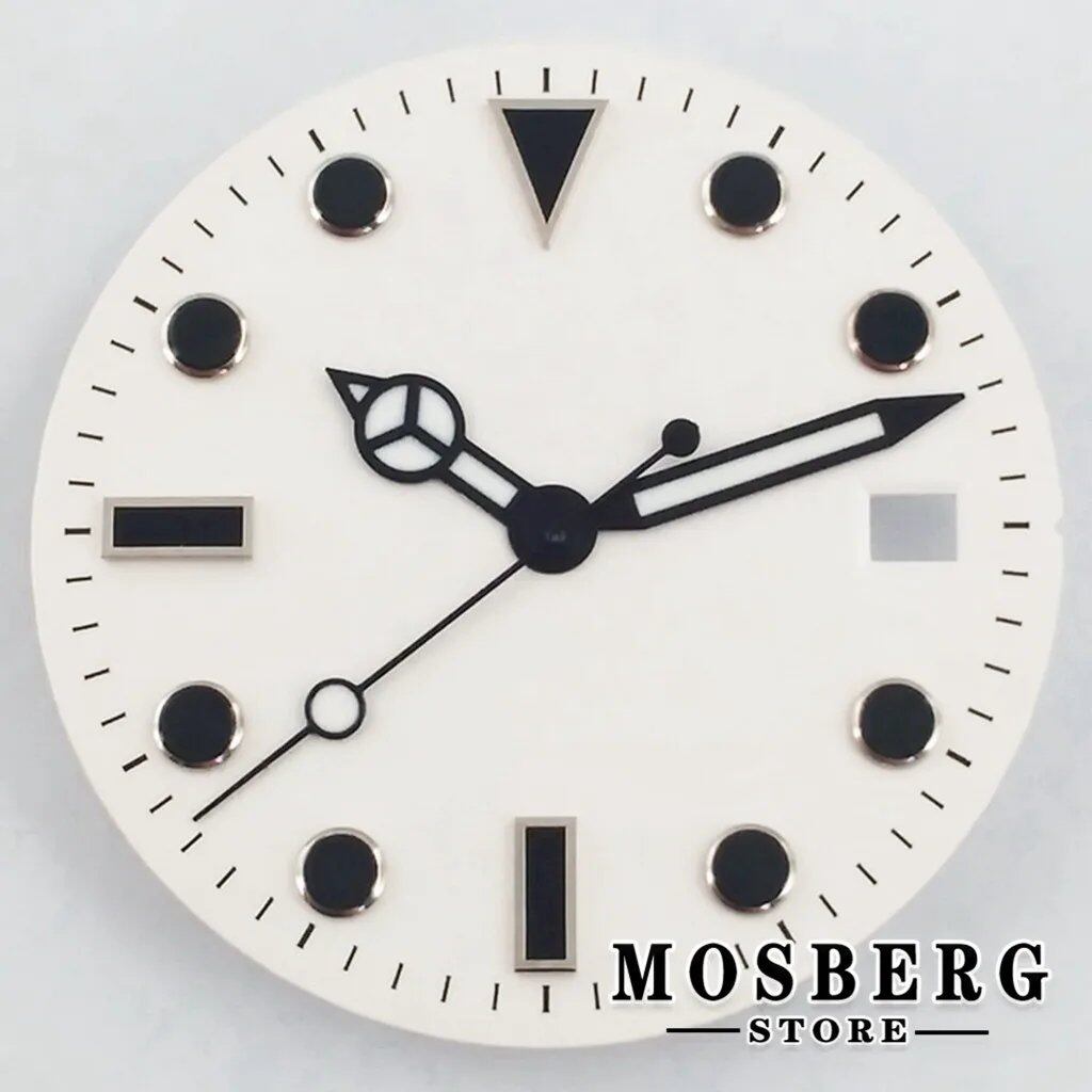 28.5mm White Luminous Dial with Hands (Compatible with NH35/NH36/ETA 2824/2836/Miyota 8215/8205/DG2813/3804) Parallel Import