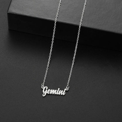 Silver-colored stainless steel star and constellation chain necklace for women, constellation pendant, birthday gift, 45cm long; metal color, parallel import