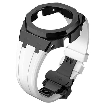 Casio Gen4 Metal Bezel Modification Kit for GA2100 with Stainless Steel Strap and Rubber Watch Case, Compatible with GEN4 GA2100/2110, Band Color: Parallel Import