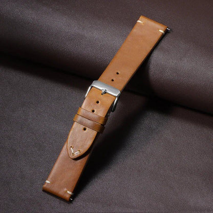 Retro Oil Wax Genuine Leather Quick Release Watch Band (Fits 18mm, 19mm, 20mm, 21mm, 22mm, and 24mm Watches) for Seiko and Rolex, Calfskin Strap, Band Color: mm, Parallel Import