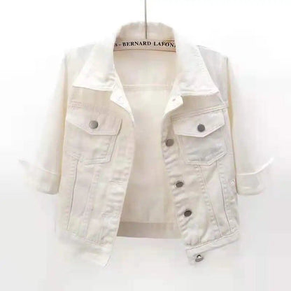 Women's Denim Jacket, Spring/Autumn Short Coat, Pink Jeans Jacket, Casual Top, Purple, Yellow, Blue, Loose Top, Women's Outerwear, Size: Parallel Import