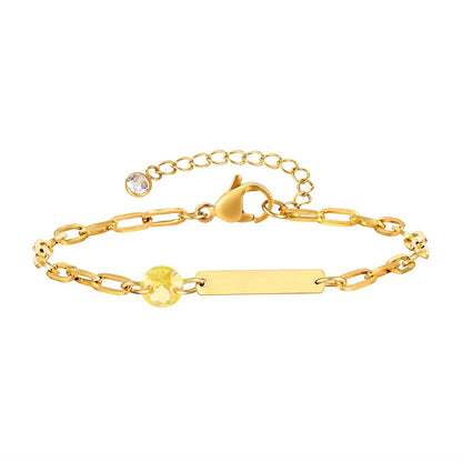 Vnox Zodiac Birthstone Bracelet for Women and Girls, Stainless Steel Rectangular Chain Bracelet with Personalization, Birthday Gift, Metal Color: BR-2085, Parallel Import