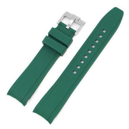 18mm, 19mm, 20mm, 21mm, 22mm Curved End Silicone Rubber Waterproof Universal Strap for Omega Moonwatch Bracelet, Band Color: mm, Parallel Import