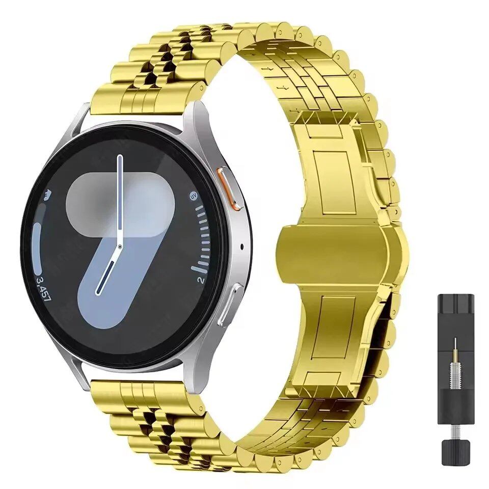 20mm/22mm Samsung Galaxy Watch 7/6/5/4 Curved Design Metal Band, Stainless Steel Bracelet, Compatible with Huawei GT4/GT3Pro, Band Color: mm, Parallel Import