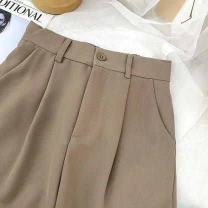 Women's Fashionable Elastic High-Waisted Casual Pants for Fall/Spring Black Suits, Simple Korean Style, Office Pants, Size 2023 (Parallel Import)