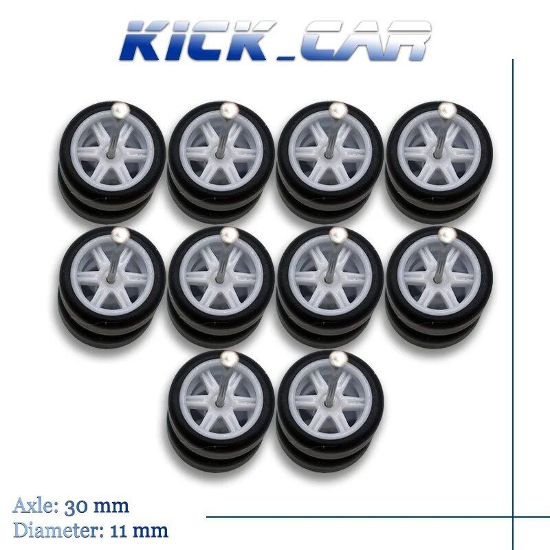 1/64 Scale 6-Spoke Wheel Set with Fixed Rubber Tires for Diecast Model Cars, Hot Wheels Modification Parts (5 Sets for 5 Cars), Color: MMW, Parallel Import