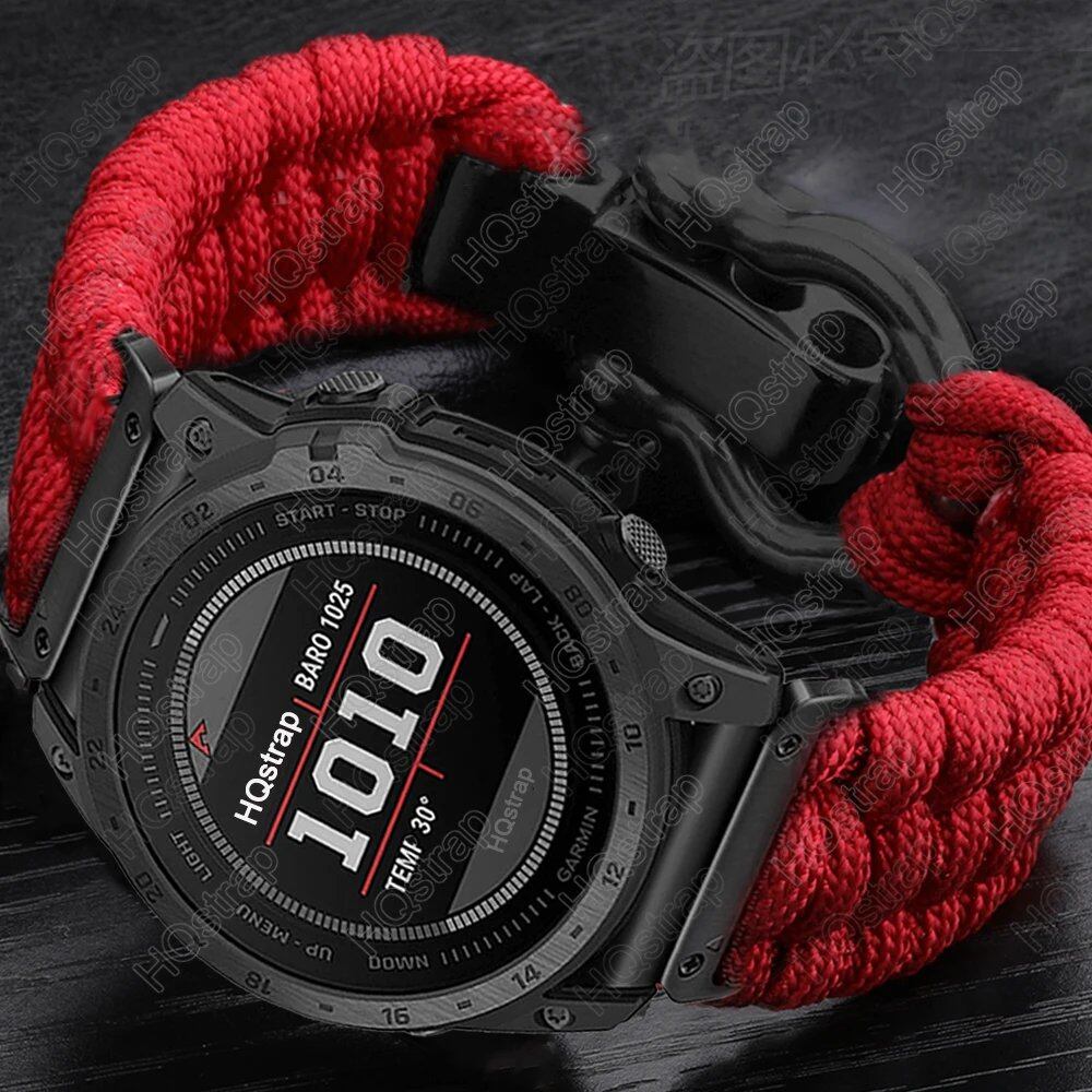 Garmin Tactics 7 Pro, Fenix 7, 6X, 6 Pro, 5X, 5 Plus, 3HR compatible sports braided nylon strap, 26mm, 22mm, 20mm adjustable, Garmin watch band size: 155-165-170mm length; band color: Parallel import