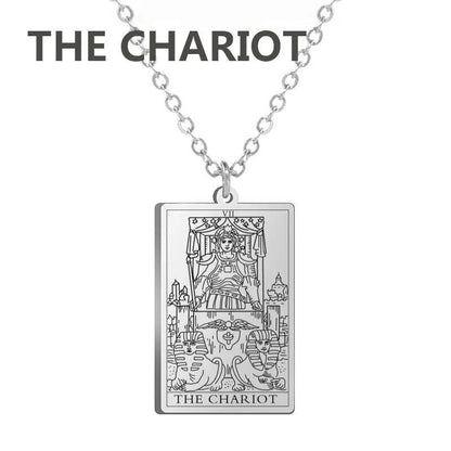 Stainless Steel Classic Tarot Card Pendant Necklace, Major Arcana, Gypsy Tarot, Divination Necklace, Jewelry, Mother's Day Gift, Parallel Import