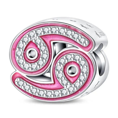 925 Sterling Silver Pink Zircon 12 Zodiac Sign Charm, Compatible with Pandora Original Bracelets, Jewelry Making, Gift for Women, Gem Color: PAC1498 - Parallel Import