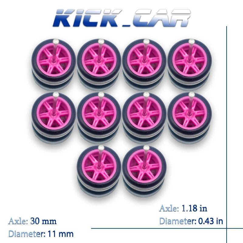 1/64 Scale 6-Spoke Wheel Set with Fixed Rubber Tires for Diecast Model Cars, Hot Wheels Modification Parts (5 Sets for 5 Cars), Color: MMW, Parallel Import
