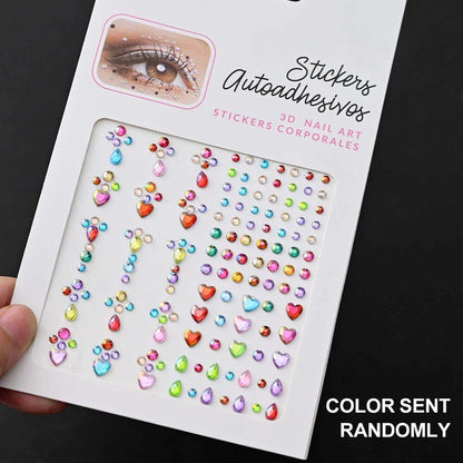 1/5 Random Color Glitter Face Tattoo Stickers for Kids, Sparkly Diamonds, for Costume Parties, Makeup, DIY Tattoo Decals, Parallel Import