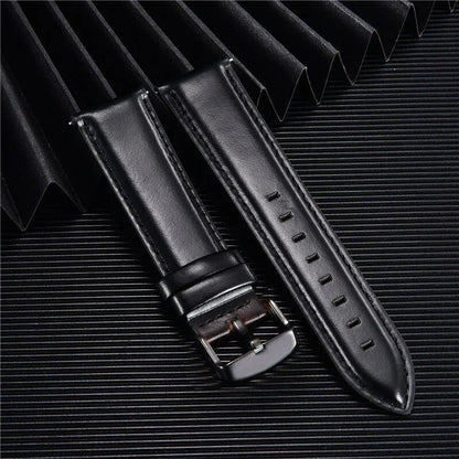 Quick Release Leather Watch Band, 18mm, 20mm, 22mm, Business Watch Strap, Black, Brown, Soft Bracelet, Watch Accessories, Band Color: mm, Parallel Import