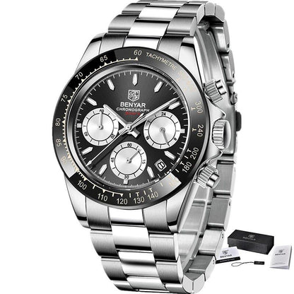 Veneer Men's Luxury Sports Watch, Waterproof Stainless Steel Quartz Chronograph Watch, Relojo Ombre, Parallel Import