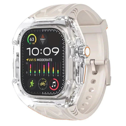 Apple Watch 10/9/8/7/SE（46mm/45mm/44mm/41mm/40mm対応）透明改造キット - 耐衝撃ケース＆ラバーバンドセット バンドカラー：;発送元： 並行輸入品
