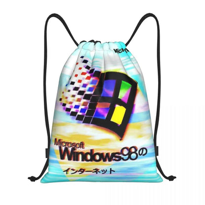 Windows XP コラージュ バックパック 多機能 ポータブル ドローストリング バンドルポケット スポーツバッグ 旅行 通学用 ブックバッグ サイズ： 並行輸入品