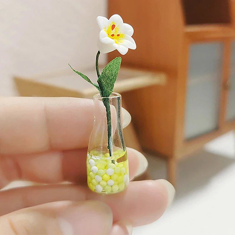 1/12スケール ドールハウス用 ミニチュア観葉植物 盆栽 フェイクフラワーバスケット ドールアクセサリー ミクロランドスケープ 情景モデル  並行輸入品