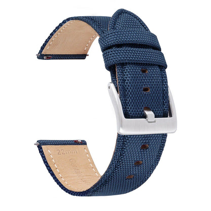 "20/22mm Nylon Canvas Leather Strap for Swatch Samsung Galaxy Watch4, Quick Release, 7 Colors, Men's and Women's Sports Watch Band" Band Color: mm, Parallel Import