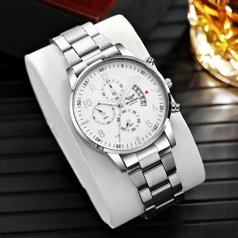 1 Men's Luxury Watch, Stylish Business Watch with Calendar Function, Stainless Steel Strap, Christmas or Valentine's Day Gift, Color: Parallel Import