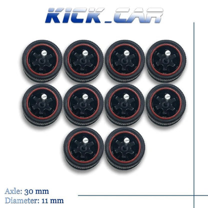 1/64 Scale 6-Spoke Wheels with Fixed Black Rubber Tires - Refit Parts for Toy Models and Diecast Cars (5-Pack for Hot Wheels) Color: Parallel Import
