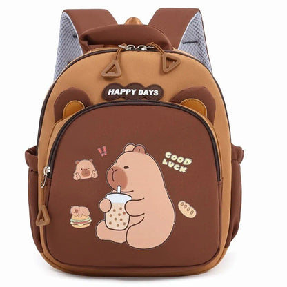 かわいいカピバラのキャラクターバッグ ナイロン製軽量スクールバッグ 大容量多機能幼稚園リュック カラー：0 並行輸入品